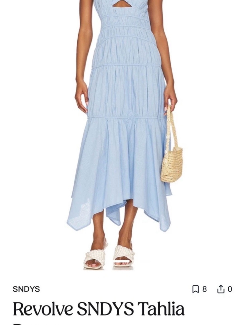 Revolve SNDYS Everyday Tahlia Dress Blue NWT Sz Small Cut Out Tiered Tie Back